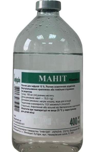 Маніт розчин д/інф. 15 % по 400 мл у пляш.
