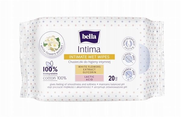 Серветки вологі Bella Intima для інтимної гігієни, 20 штук