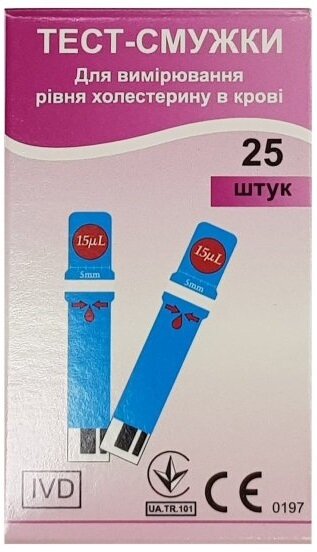 Тест-смужки Easy Touch SC101-25 для вимірювання рівня холестерину у крові, 25 штук