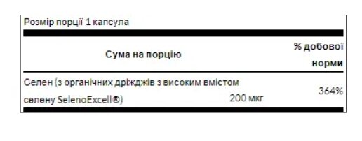 Селен Swanson Selenoexcell Selenium 200 мкг, 60 капсул