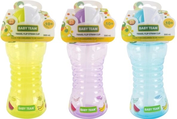 Поїльник Baby Team 5005 для подорожей з трубочкою, від 10 місяців, 300 мл