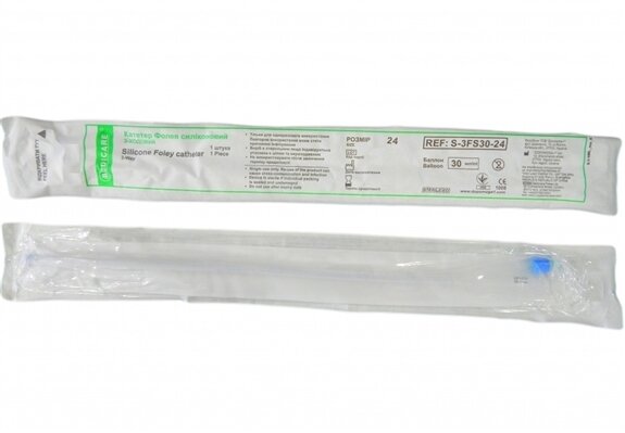Катетер урологічний Medicare Latex Foley Catheter 3-Way тип Фолея латексний 24 Fr, 3-ходовий, 1 штука