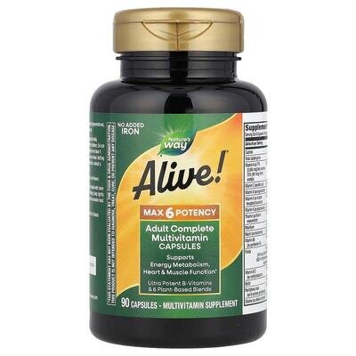 Мультивітаміни Nature's Way Alive! Max6 Potency Multivitamin Without Iron, 90 капсул