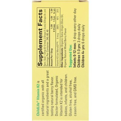 Вітамін K2 органічний ChildLife Organic Vitamin K2 5 мкг ягідний смак, 7,5 мл