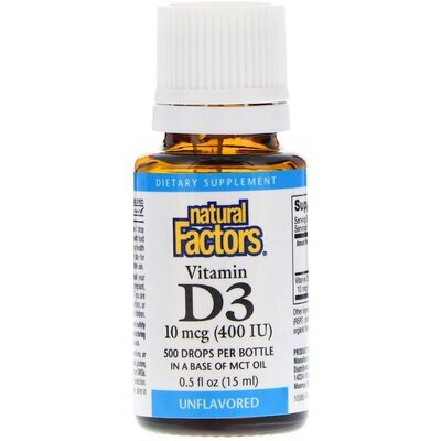 Вітамін D3 для дітей Natural Factors Vitamin D3 for Kids 400 МО, 15 мл