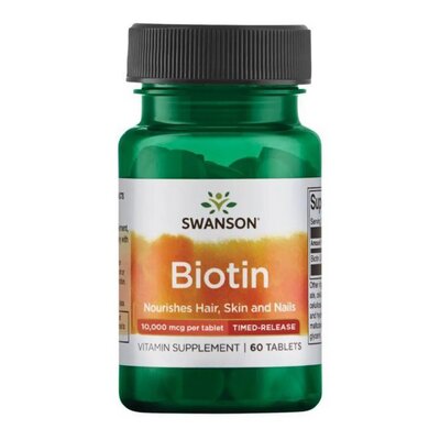 Біотин Swanson Biotin 10000 мкг, 60 капсул