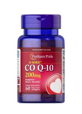 Коензим Q-10 Puritan's Pride CO Q10 200 мг (Q-SORB), 60 гелевих капсул