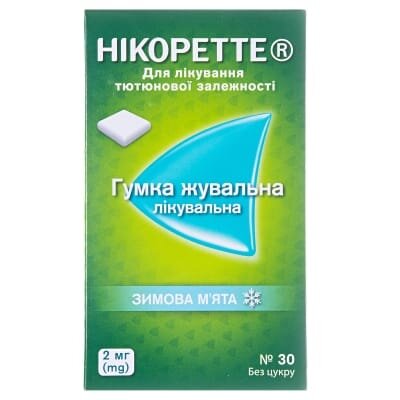 Нікоретте зимова м'ята гумка жув. лікув. по 2 мг №30 (15х2)