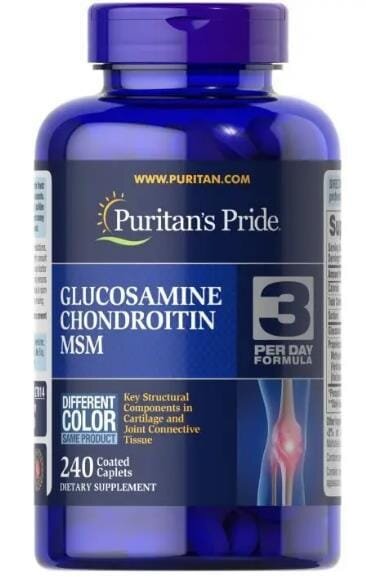Глюкозамін хондроїтин та МСМ Puritan's Pride Glucosamine Chondroitin MSM Double Strength, 240 каплет