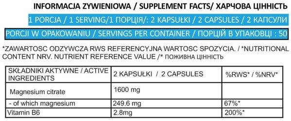 Магне B6 Bodyperson Labs Magne B6 Magnesium Citrate 800 мг, 100 капсул