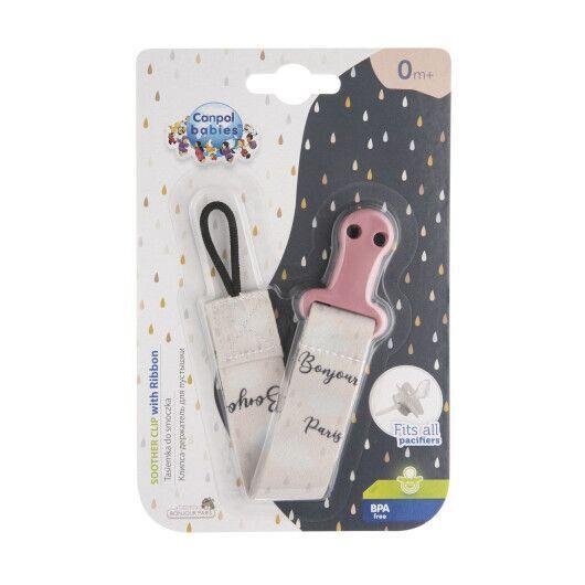 Ланцюжок для пустушки Canpol babies Bonjour Paris, рожевий, 51/026_pin
