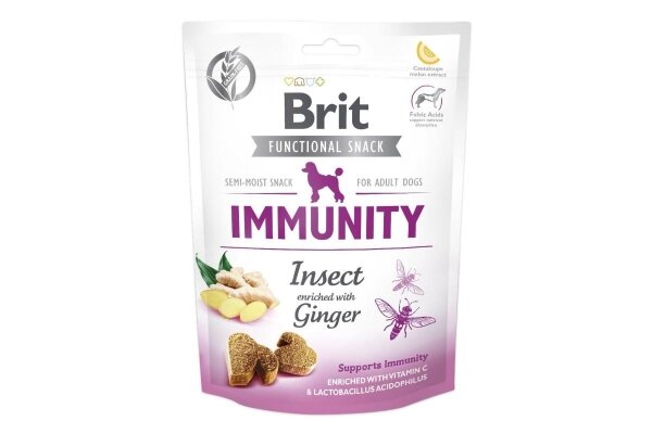 Ласощі для собак Brit Immunity комахи з імбиром, 150 г