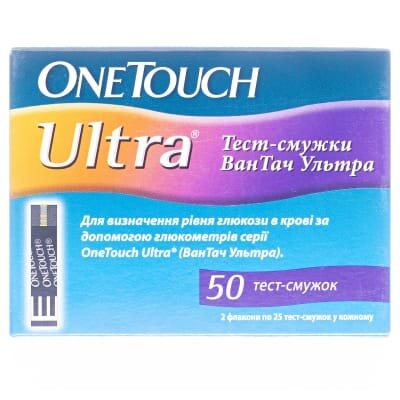 Тест-смужки One Touch Ultra для глюкометра 50 штук (2х25)