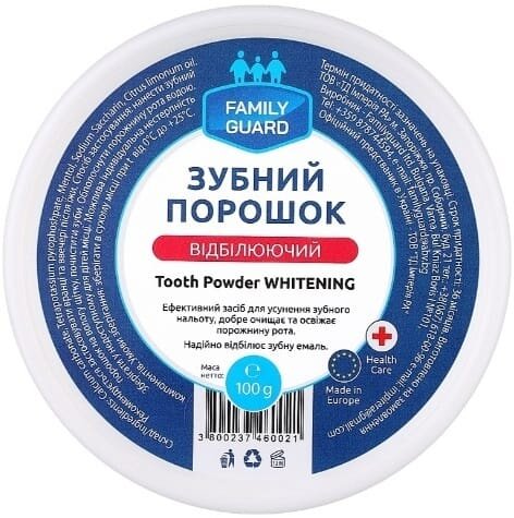 Зубний порошок Family Guard Відбілюючий, 100 г