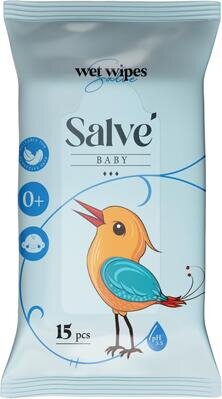 Серветки вологі Salve дитячі сині, 15 шт