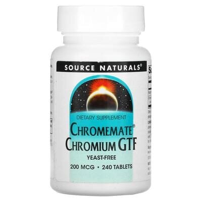 Хром Source Naturals Chromemate Chromium GTF 200 мкг, 240 таблеток