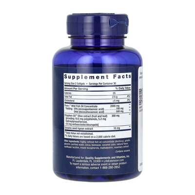 Супер Омега-3 Life Extension Super Omega-3 EPA/DHA Fish Oil, Sesame Lignans & Olive Extract, 60 м'яких капсул
