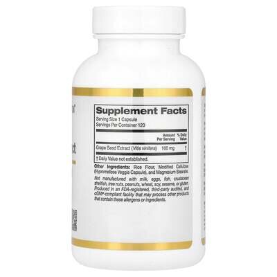 Екстракт кісточок французького винограду California Gold Nutrition French Grape Seed Extract 100 мг, 120 капсул