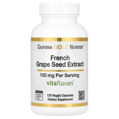Екстракт кісточок французького винограду California Gold Nutrition French Grape Seed Extract 100 мг, 120 капсул