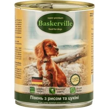 Консерви для собак Baskerville з півнем, рисом і цукіні, 800 г