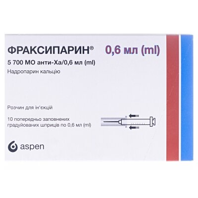 Фраксипарин розчин д/ін. 9500 анти-Ха МО/мл по 0.6 мл №10 у шпр.
