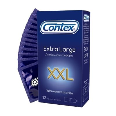 Презервативи латексні Contex Extra Large XXL збільшеного розміру, 12 штук