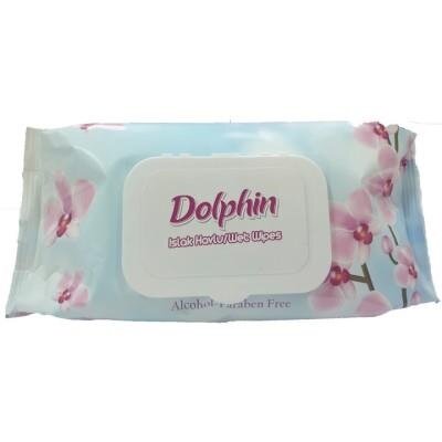 Серветки вологі Dolphin Orchid Blossom, з клапаном, 60 шт