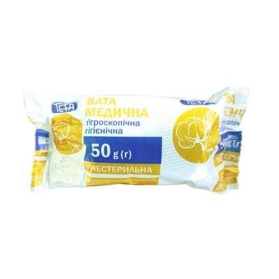 Вата нестерильна Teta медична гігроскопічна, ролик, 50 г