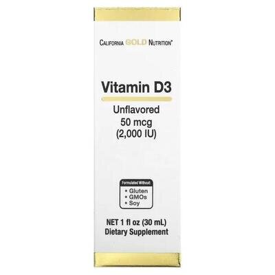 Вітамін D3 California Gold Nutrition Vitamin D3 2000 МО, 30 мл