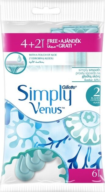 Бритви Simply Venus 2 одноразові жіночі, 6 шт