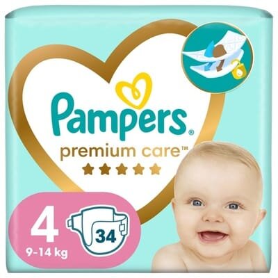 Підгузки дитячі Pampers Premium Care розмір 4, 9-14 кг, 34 шт