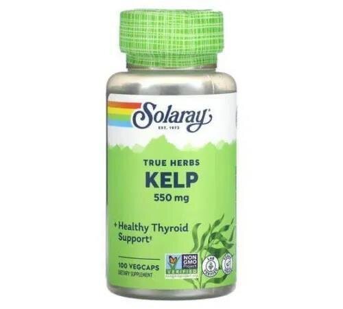 Келп бура водорість Solaray Kelp Seaweed 550 мг, 100 капсул