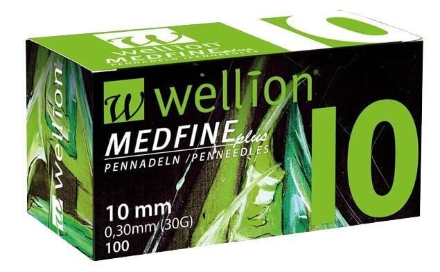 Голки для шприц-ручок Wellion MEDFINE plus одноразові стерильні, універсальні, 30G (0,30 х 10 мм), 100 штук