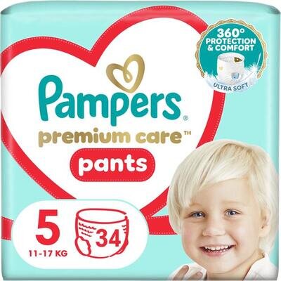 Підгузки-трусики Pampers Premium Care Pants дитячі розмір 5, 12-17 кг, 34 шт