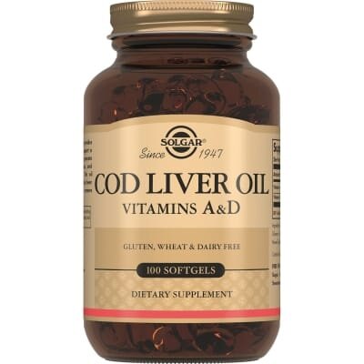 Олія печінки тріски Solgar Cod Liver Oil (Vitamins A&D) м'які капсули №100