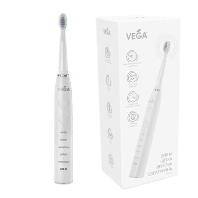 Електрична зубна щітка Vega VT-600W звукова на 5 режимів чищення, біла