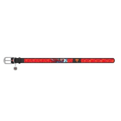 Нашийник Collar WAUDOG Design Супермен1, шкіряний, металева пряжка, ширина 12 мм, довжина 19-25 см, чорний