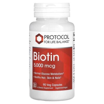 Біотин Protocol for Life Balance Biotin 5000 мкг, 90 веганських капсул