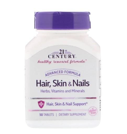 Вітаміни для волосся, шкіри та нігтів 21st Century Health Care Hair, Skin & Nails, 50 таблеток