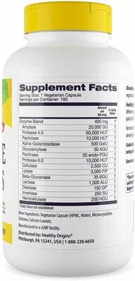 Травні ферменти Healthy Origins Digestive Enzymes Broad Spectrum, 180 вегетаріанських капсул