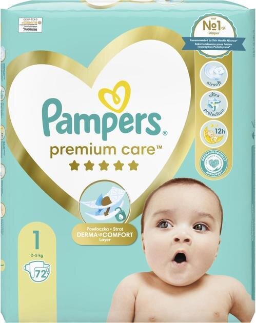 Підгузки дитячі Pampers Premium Care розмір 1, 2-5 кг, 72 шт