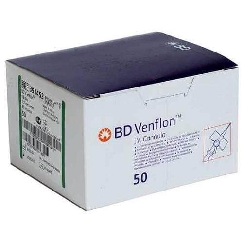 Канюля внутрішньовенна BD Venflon 18G 1,2 х 45 мм, зелений, 50 штук