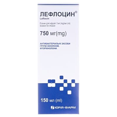 Лефлоцин розчин д/інф. 5 мг/мл по 150 мл у пляш.