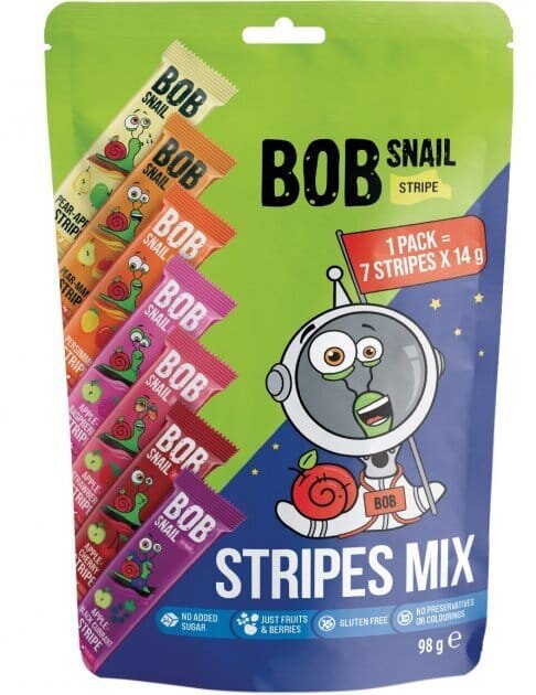 Набір Bob Snail Stripes Mix цукерки натуральні асорті фруктово-ягідні, 98 г