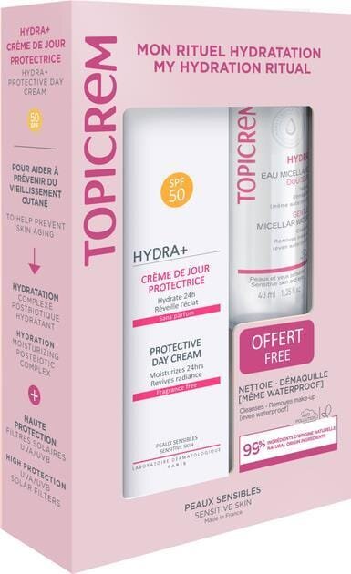Набір для обличчя Topicrem Hydra + (Крем захисний денний SPF50 40 мл + Вода міцелярна ніжна 40 мл)