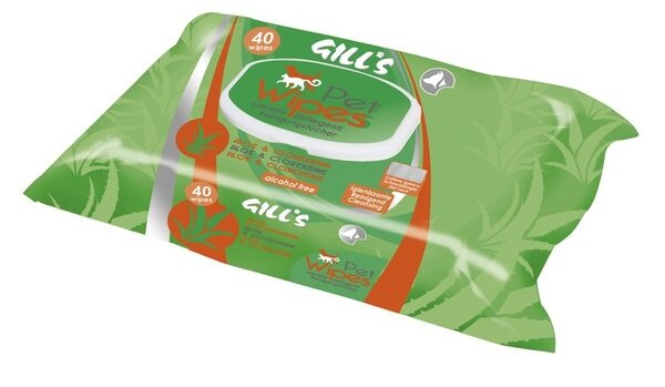 Серветки вологі Croci Gills Aloe для собак і котів, 40 штук