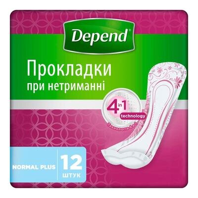 Прокладки урологічні Depend Normal Plus, 12 штук