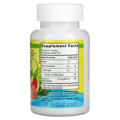 Вітамін D3 для дітей Nordic Naturals Vitamin D3 400 МО кавун, 60 цукерок