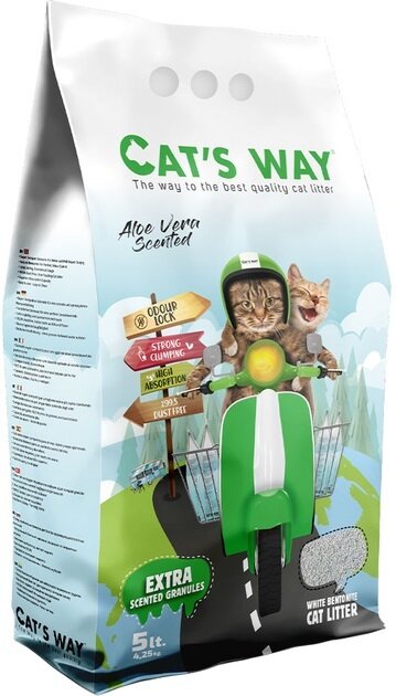 Наповнювач для котячого туалету Cat's Way бентонітовий, зелені гранули, алое вера, 5 л