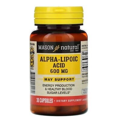 Альфа-ліпоєва кислота 600 мг Mason Natural Alpha-Lipoic Acid, 30 капсул